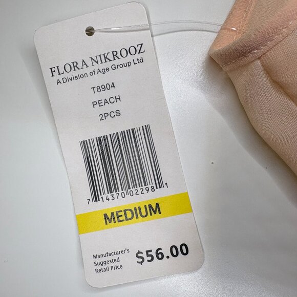 Flora Nikrooz Womens Sheer Babydoll Lingerie Set Size M Peach Heart Embroidered - Picture 6 of 11